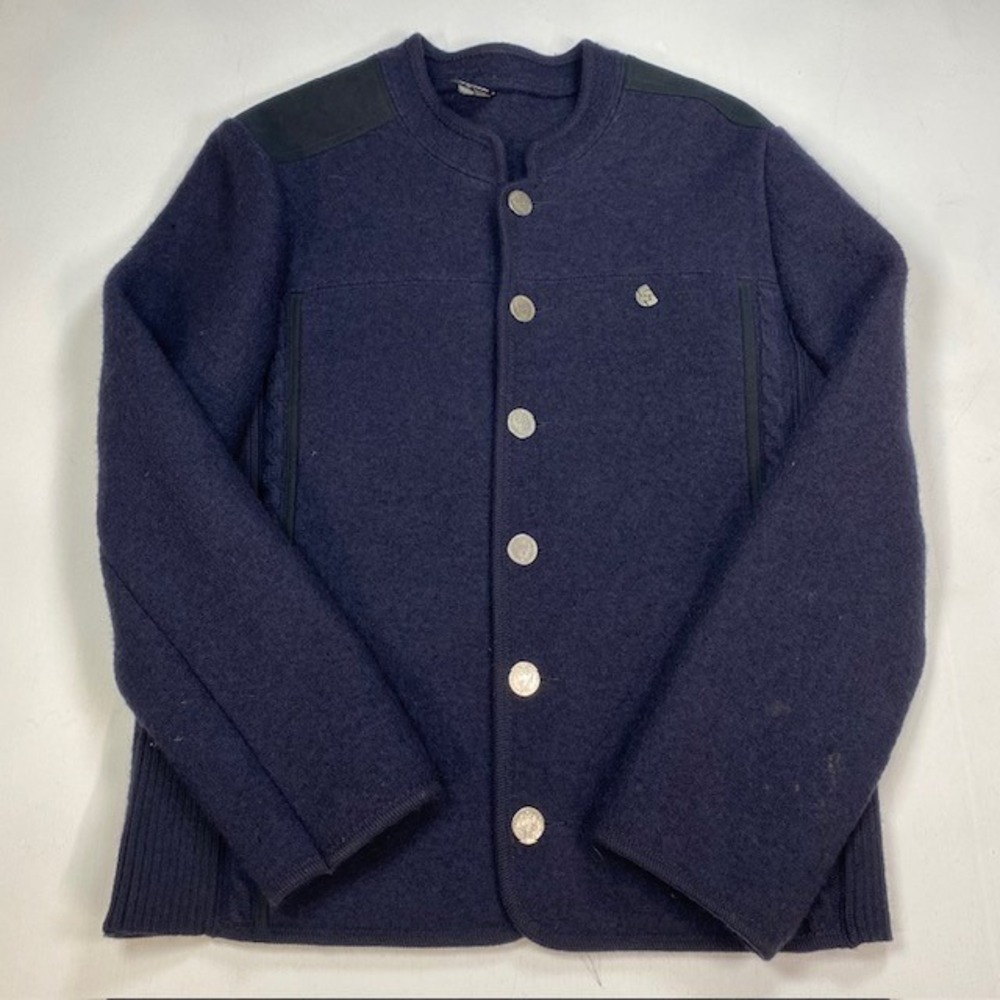 Giesswein Tirol Mens Navy Boiled Wool Austrian Coin Button Janker Jacket 52
